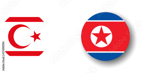 Free Download North Korea flag - flat vector circle icon or badge with dropped shadow. - GFXLoad
