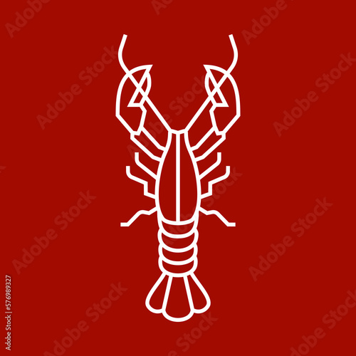 lobster simple line icon logo vector design, modern logo pictogram design of sea food in abstract outline logo
