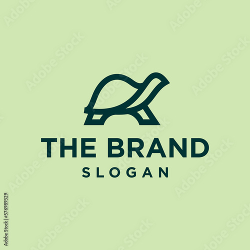 green turtle simple line icon logo vector design, modern logo pictogram design of tortoise pet