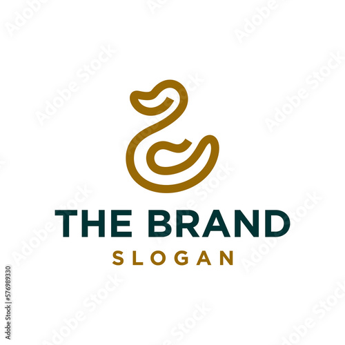 golden Duck simple line icon logo vector design, modern logo pictogram design of duck or mallard
