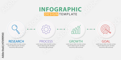 Infographic template. 4 Step timeline journey, Flat simple infographics design template. presentation graph. Business concept with numbers 4 options or steps vector illustration.