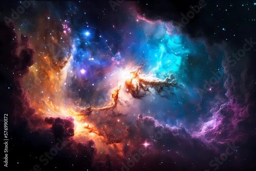 Nebula galaxy outer space. Generative ai design.