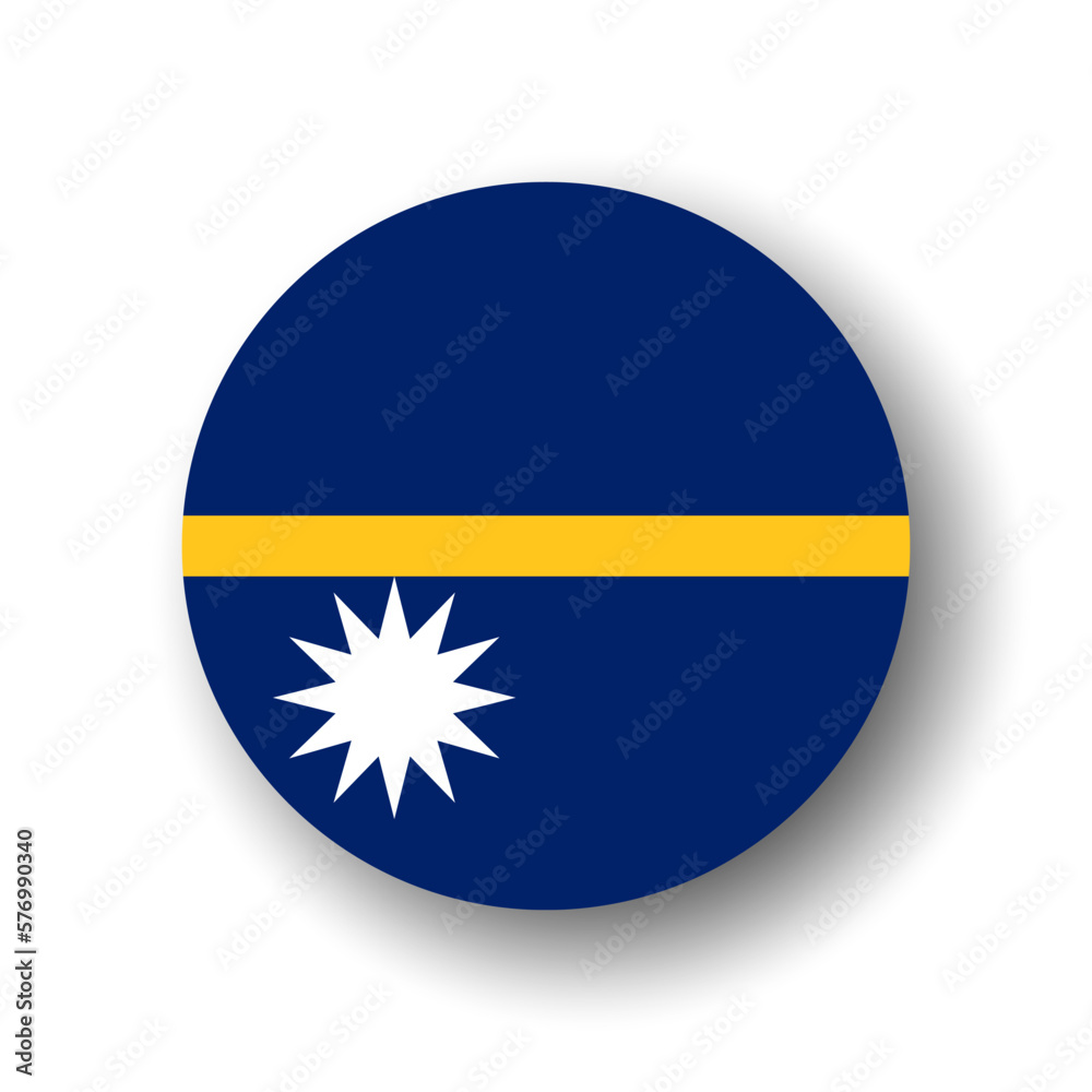 Nauru flag - flat vector circle icon or badge with dropped shadow. Nauru flag - flat vector circle icon or badge with dropped shadow.