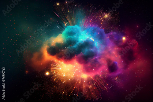 Colored smoke and fireworks