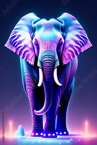 3D Elephant portrait in colorful background. 3D Illustration 