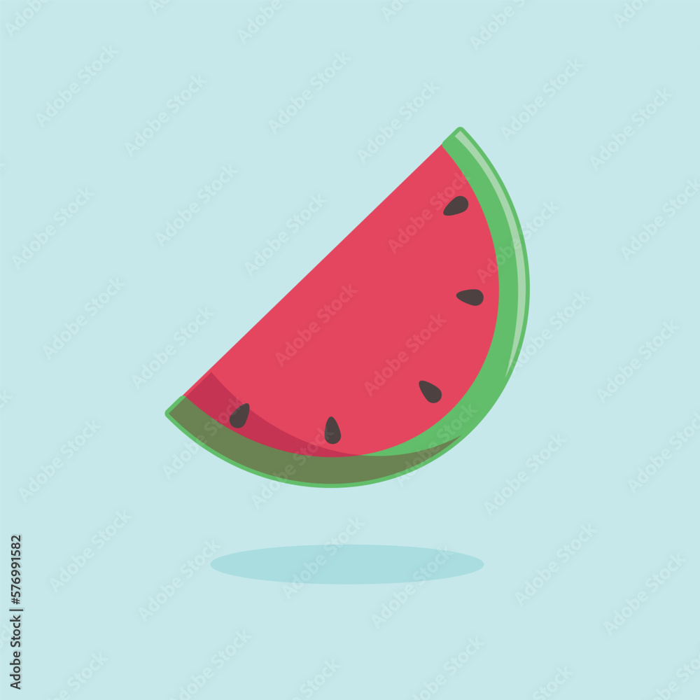 Vector slice watermelon illustration healthy sweet fruit single image blue background Vector slice watermelon illustration healthy sweet fruit single image blue background