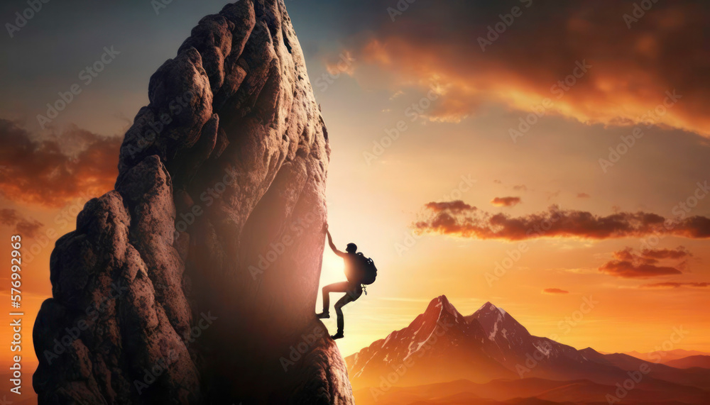 climber reaching the top. Success. Generative AI