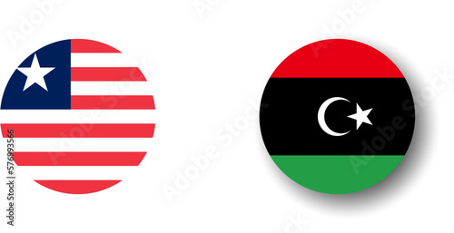 Free Download Libya flag - flat vector circle icon or badge with dropped shadow. - GFXLoad