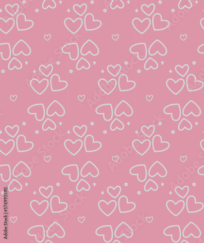 Heart seamless pattern background. Vector illustration for holiday design. Abstract romantic photo frame. Stylish decorative bright label set. Fashion valentine day ornament.
