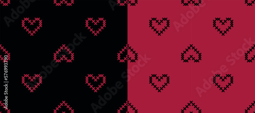 Heart seamless pattern background. Vector illustration for holiday design. Abstract romantic photo frame. Stylish decorative bright label set. Fashion valentine day ornament.