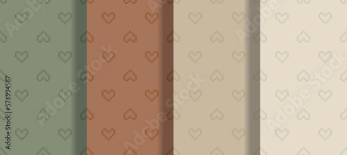 Boho Heart seamless pattern background. Vector illustration for holiday design. Abstract romantic photo frame. Stylish decorative bright label set. Fashion valentine day ornament.