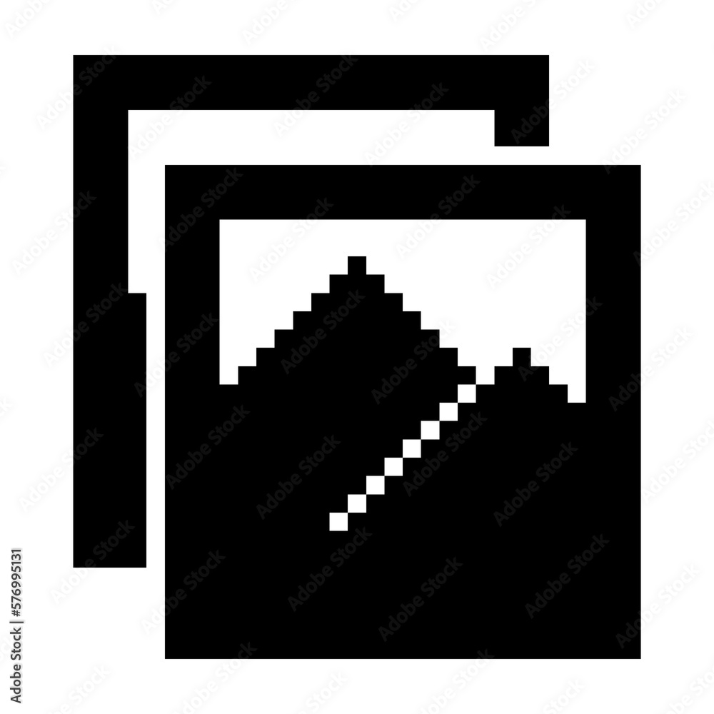 Picture icon black-white vector pixel art icon	