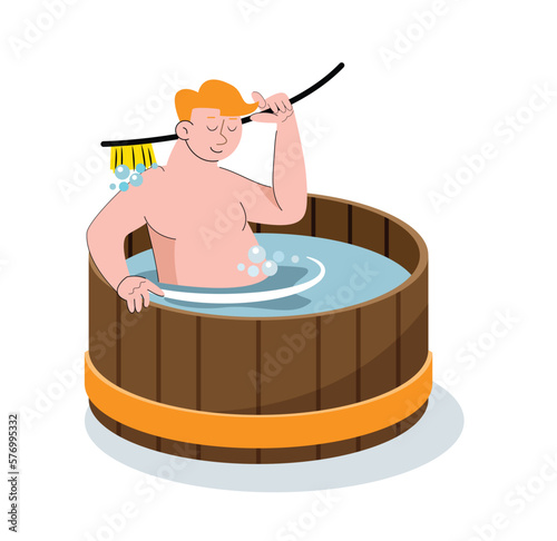 People bathing in hot tub vector illustration