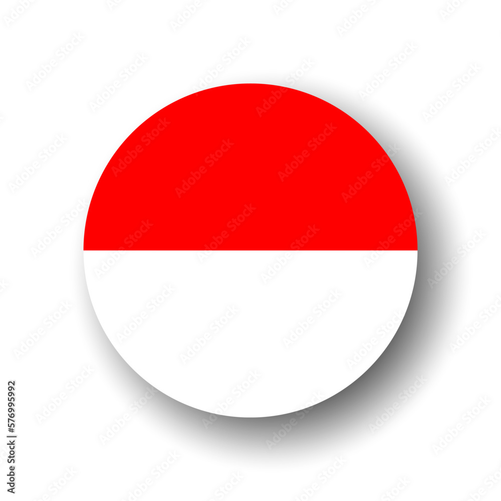 Indonesia flag - flat vector circle icon or badge with dropped shadow. Indonesia flag - flat vector circle icon or badge with dropped shadow.