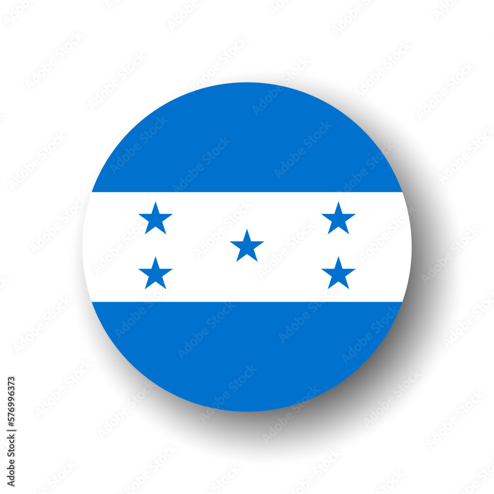 Honduras flag - flat vector circle icon or badge with dropped shadow. Honduras flag - flat vector circle icon or badge with dropped shadow.