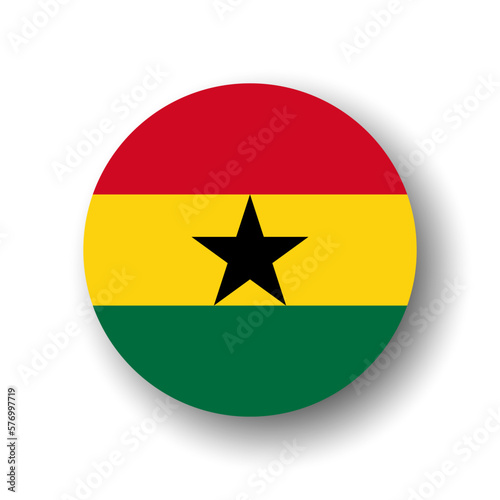 Ghana flag - flat vector circle icon or badge with dropped shadow. Free Download Ghana flag - flat vector circle icon or badge with dropped shadow. - GFXLoad