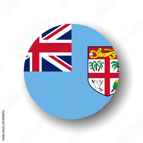 Fiji flag - flat vector circle icon or badge with dropped shadow.