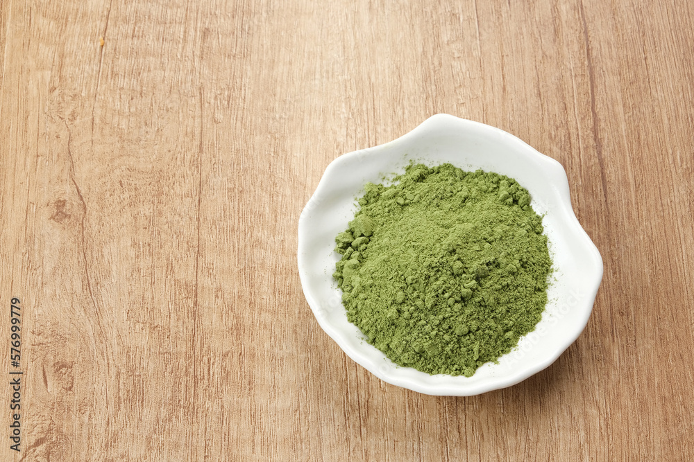 Green matcha powder, food ingredient
Green matcha powder, food ingredient