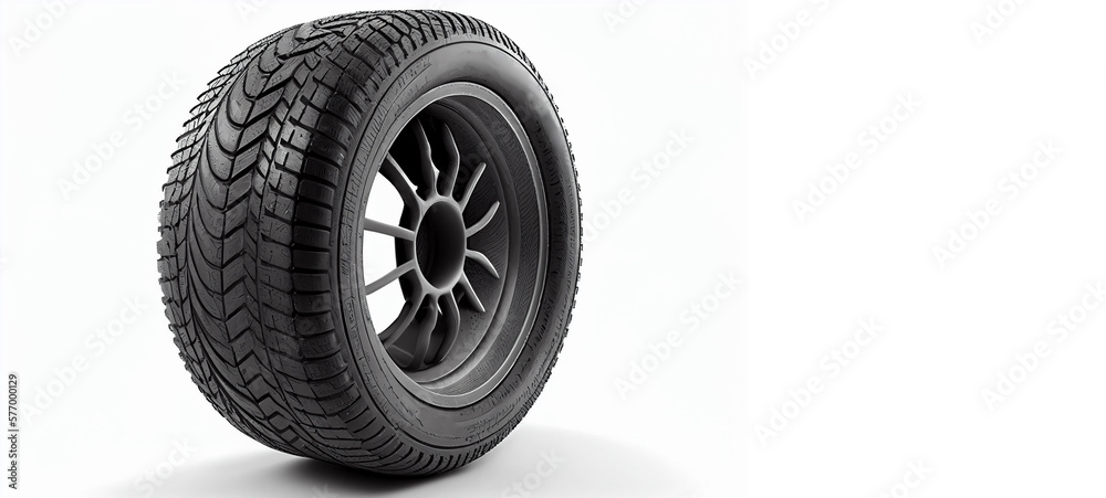 Car wheels isolated on a white background. Car tire, Aluminum wheels isolated on white background. Generative AI