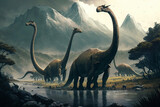 Roaring dinosaur. Mesozoic era carnivorous dinosaur. illustration Generative AI