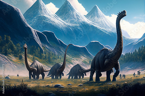 Roaring dinosaur. Mesozoic era carnivorous dinosaur. illustration Generative AI © Nataliia