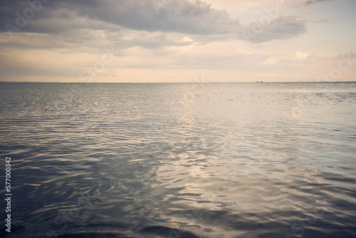 Landscape of the Black Sea at sunset with the sky in the background