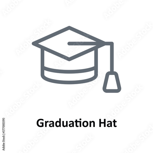 Graduation Hat Vector Outline Icons. Simple stock illustration stock