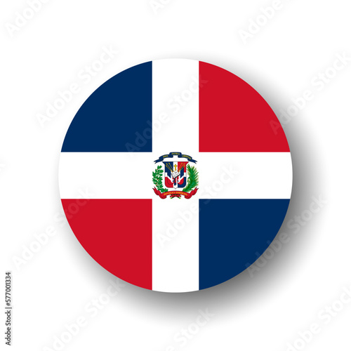 Free Download Dominican Republic flag - flat vector circle icon or badge with dropped shadow. - GFXLoad