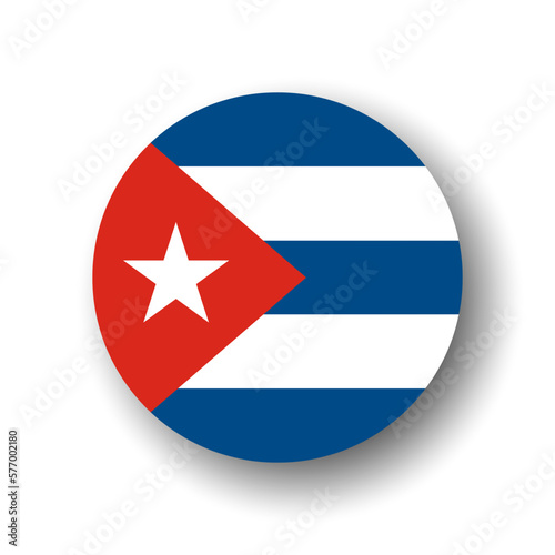 Cuba flag - flat vector circle icon or badge with dropped shadow.
