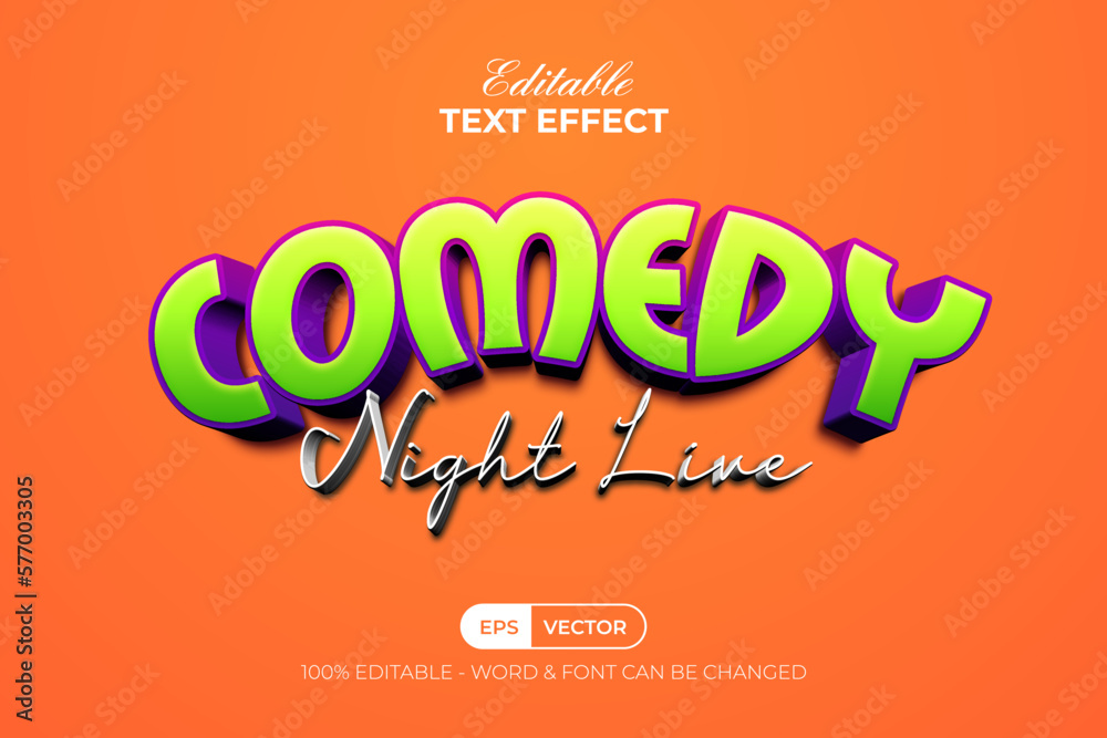 Comedy show text effect style. Editable text effect.	