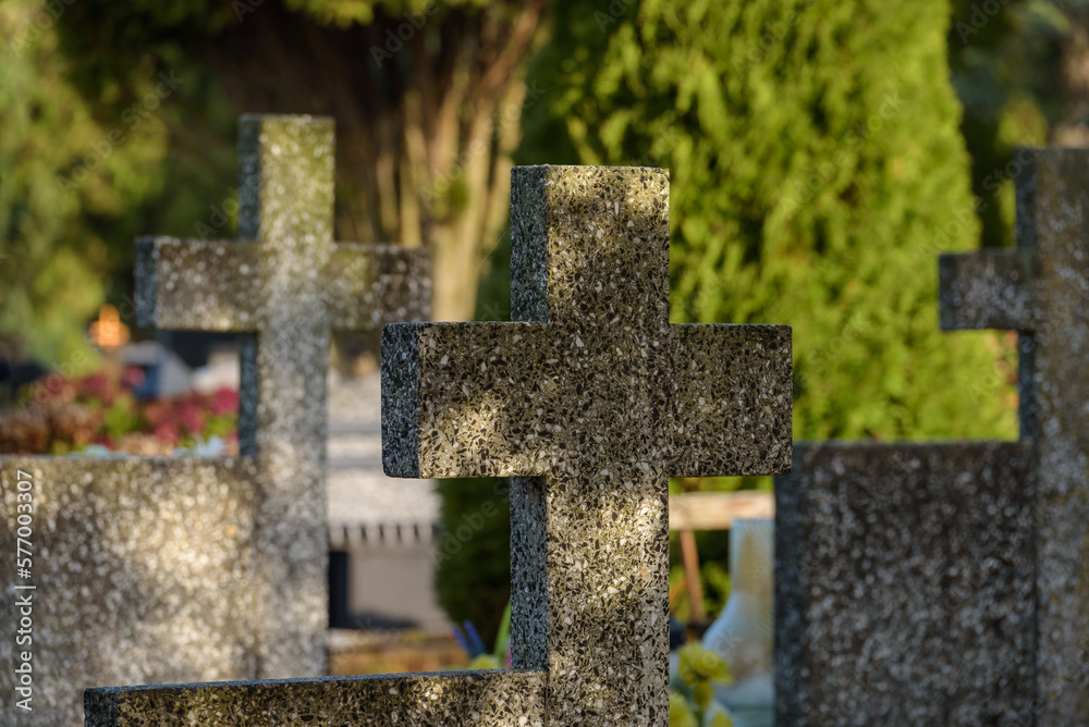 CEMETERY - Tombstones at burial site of the dead CEMETERY - Tombstones at burial site of the dead