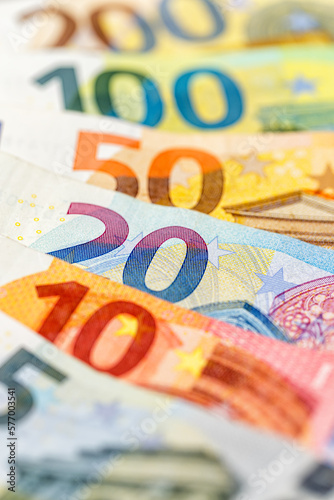 Obraz na płótnie Euro banknotes bill saving money background pay paying portrait format finances bank notes banknote w salonie