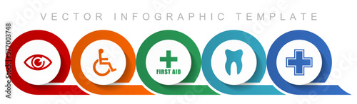 Hospital icon set, miscellaneous icons such as eye, wheelchair, first aid, dentist and cross for webdesign and mobile applications, flat design infographic vector template in eps 10