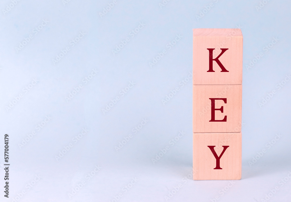 Return on Investment, KEY on wooden cubes on a blue background Return on Investment, KEY on wooden cubes on a blue background