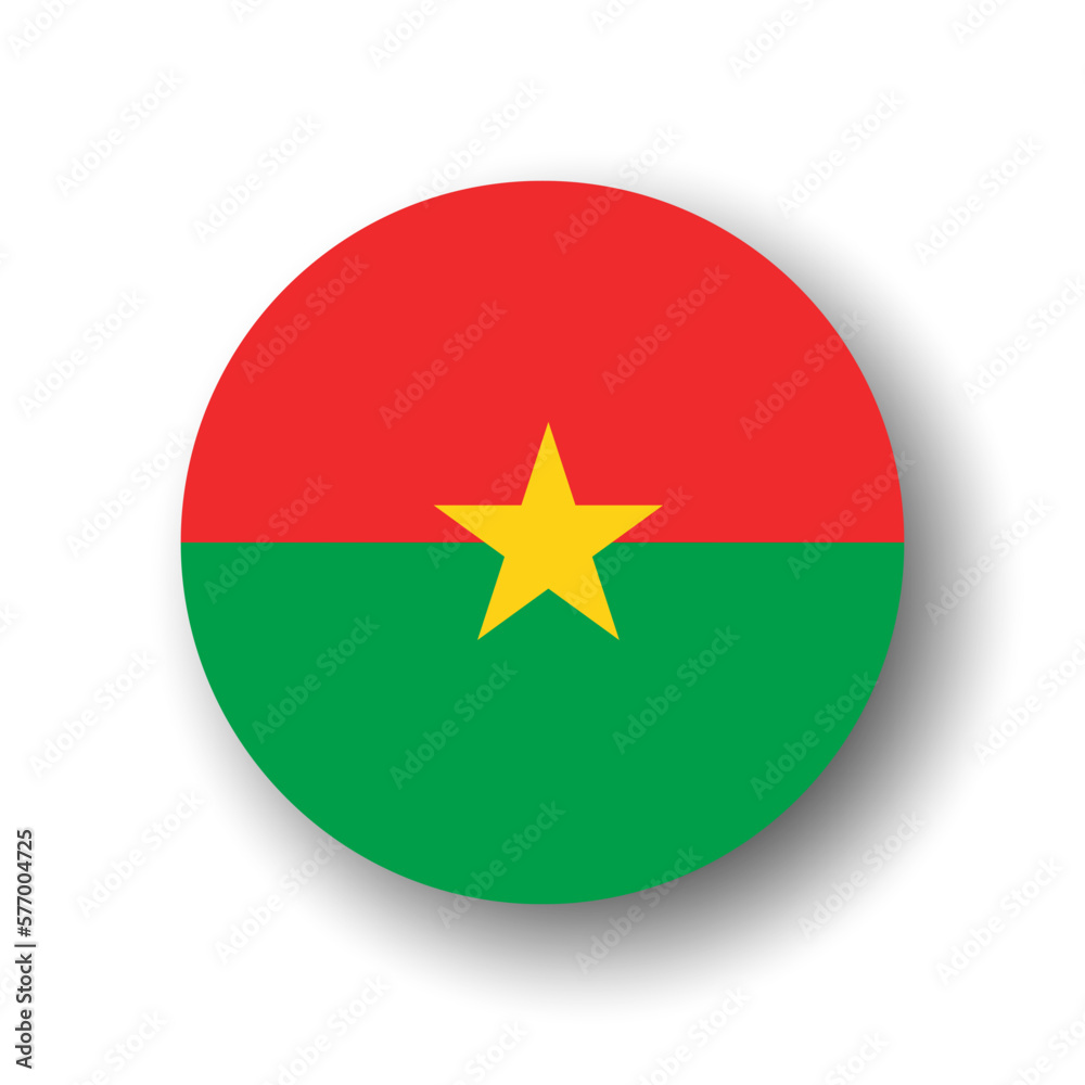 Burkina Faso flag - flat vector circle icon or badge with dropped shadow. Burkina Faso flag - flat vector circle icon or badge with dropped shadow.