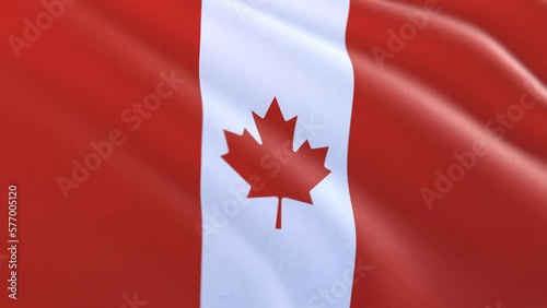 Slow motion loop of a Canada flag waving in the wind
