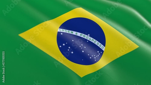 Slow motion loop of a Brazil flag waving in the wind