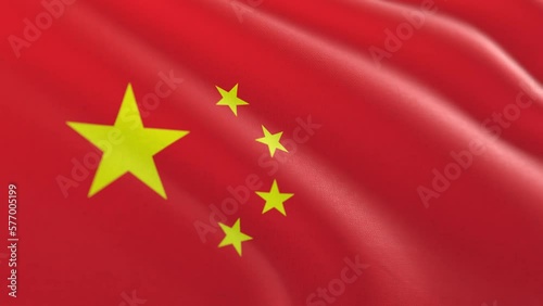 Slow motion loop of a China flag waving in the wind