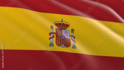 Slow motion loop of a Spain flag waving in the wind