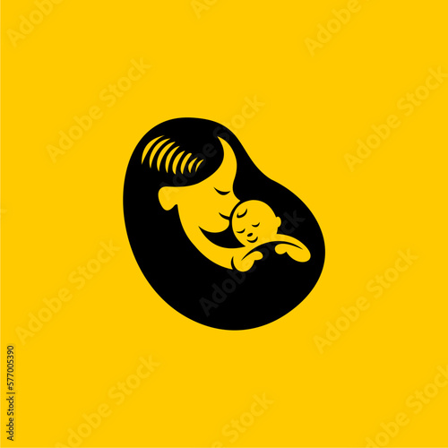 illustration of a mom and baby vector logo icon
