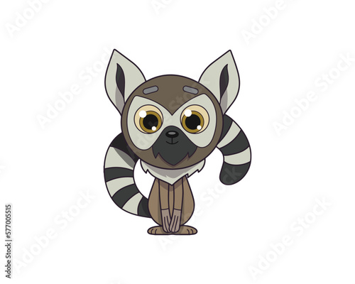 Lemur vector isolated colour icon. Lemur animal vector icon. Lemur icon