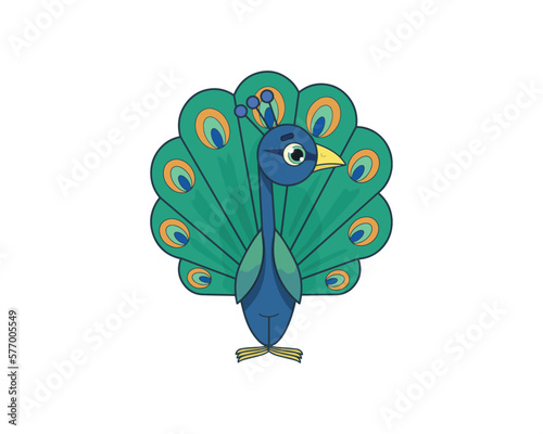 Peafowl vector isolated colour icon. Peafowl animal vector icon. Peafowl icon
