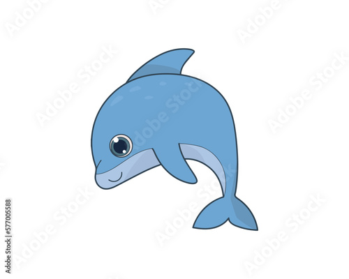 Dolphin vector isolated colour icon. Dolphin animal vector icon. Dolphin icon