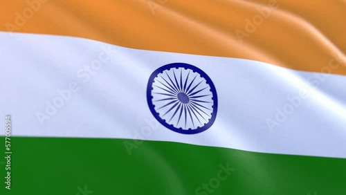 Slow motion loop of an India flag waving in the wind