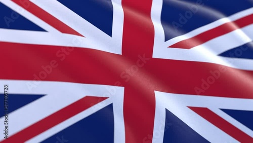 Slow motion loop of an United kingdom flag waving in the wind