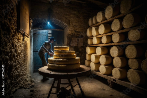 From Sheep to Cheese: Discovering the Artisanal Delicacy of Roquefort, A Taste of Tradition: Journeying Through the Roquefort Cheese Cellar in France AI Generative