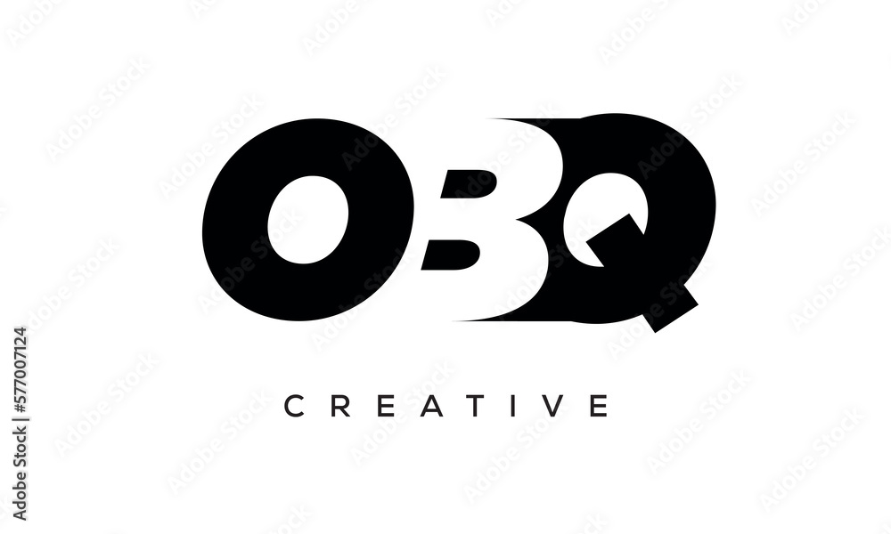 OBQ letters negative space logo design. creative typography monogram vector