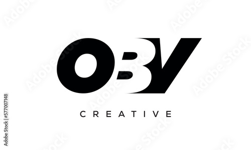 OBV letters negative space logo design. creative typography monogram vector photo