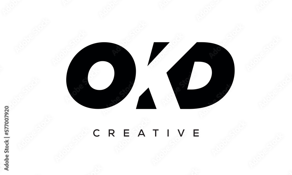 OKD letters negative space logo design. creative typography monogram vector OKD letters negative space logo design. creative typography monogram vector
