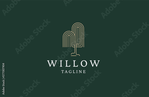 Willow tree logo icon design template flat vector